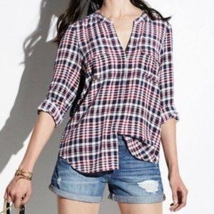 Joie 100% Silk Plaid Blouse | Sz L